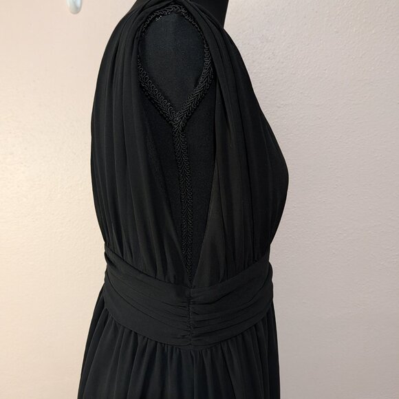 Lulus Size Medium Heavenly Hues Black Chiffon Deep V-Neck Maxi Dress - Picture 6 of 12